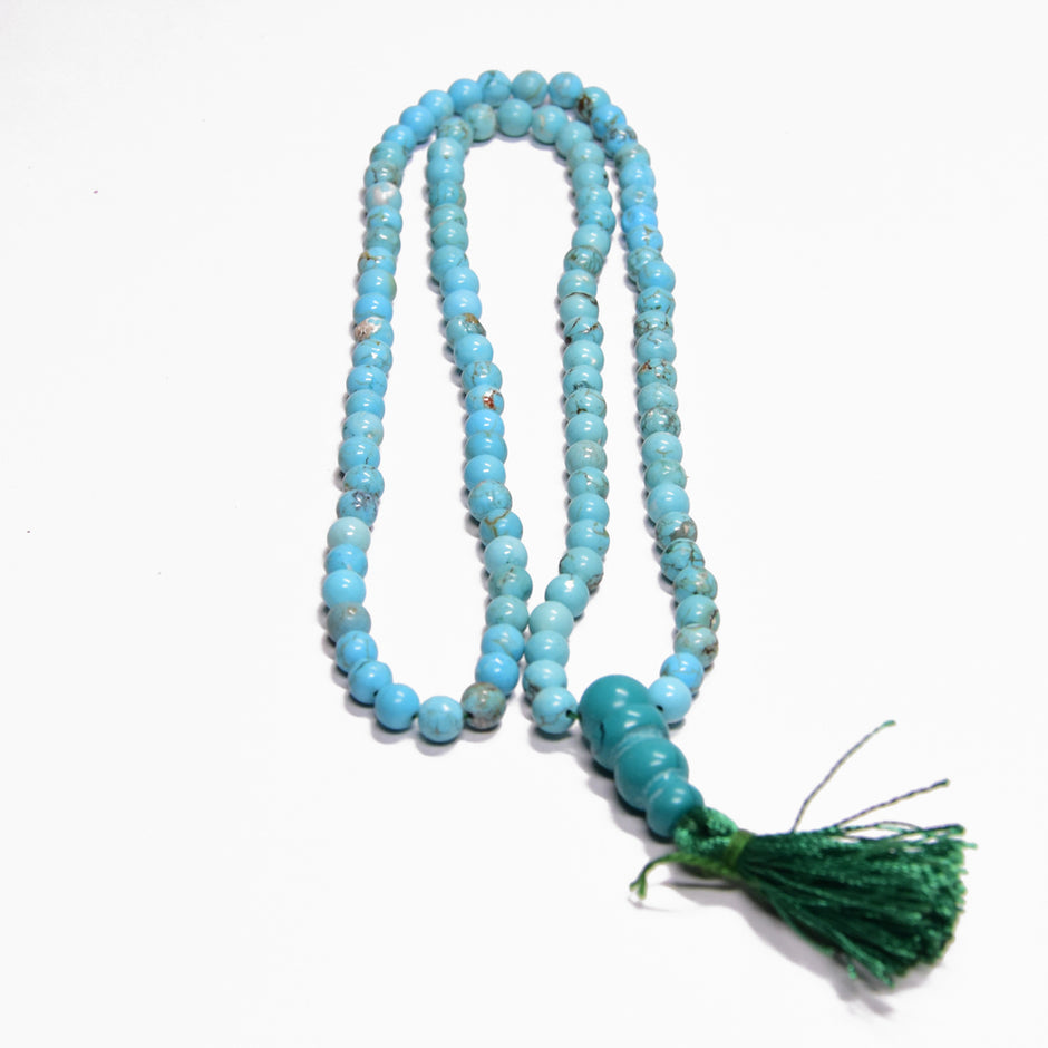 Natural Turquoise Mala Necklace (8mm) – Handmade Meditation & Spiritual Jewelry